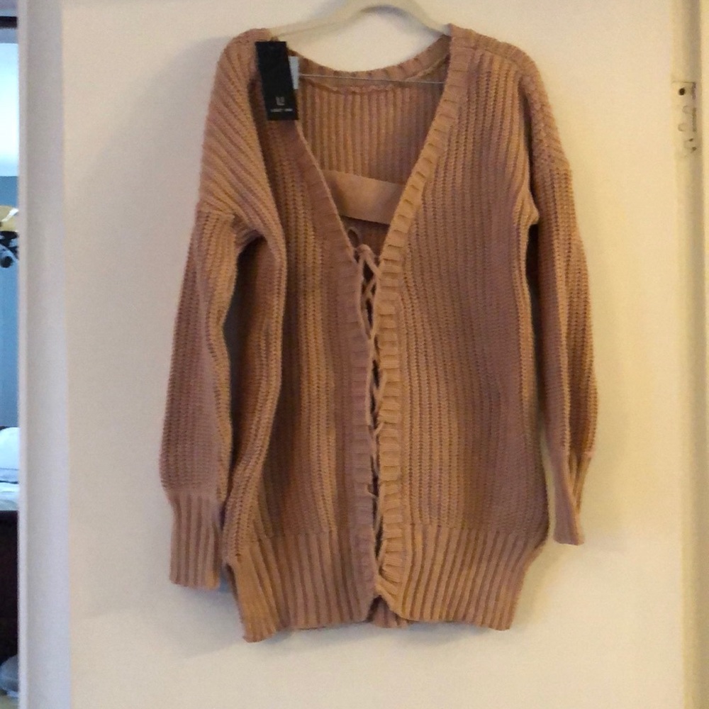 Brand New Oversized trendy laced up back sweater